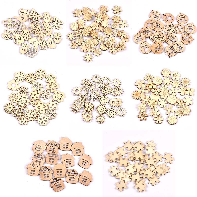 Oud Wood Chip - Unfinished Christmas Decor Flower/Animal/Puzzle Wood Slices