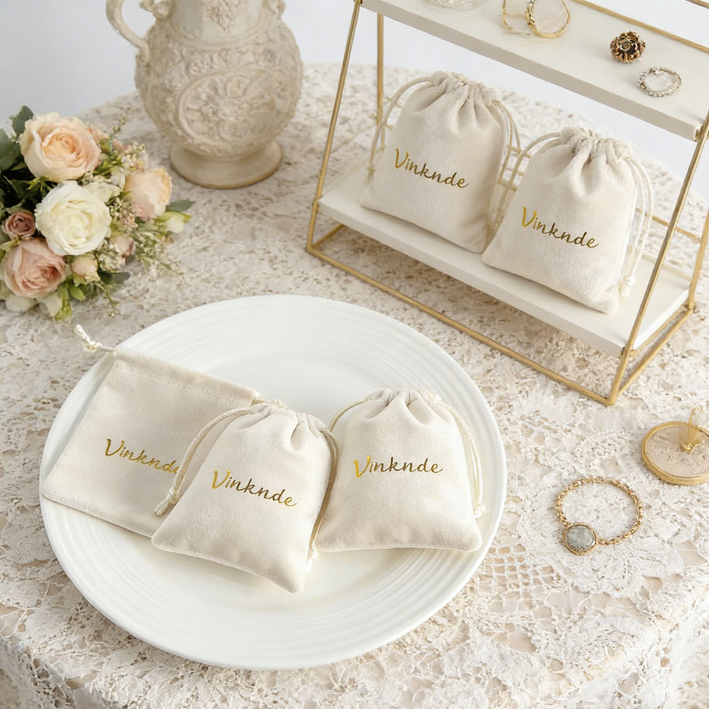 Perfume Fragrance Logo - 100pcs Ivory Delicate Velvet Jewelry Bags