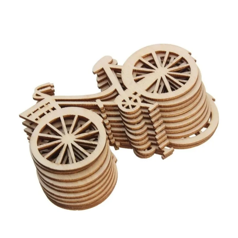 10pcs Wooden Bicycle Ornaments - Oud Wood Chip recension och pris