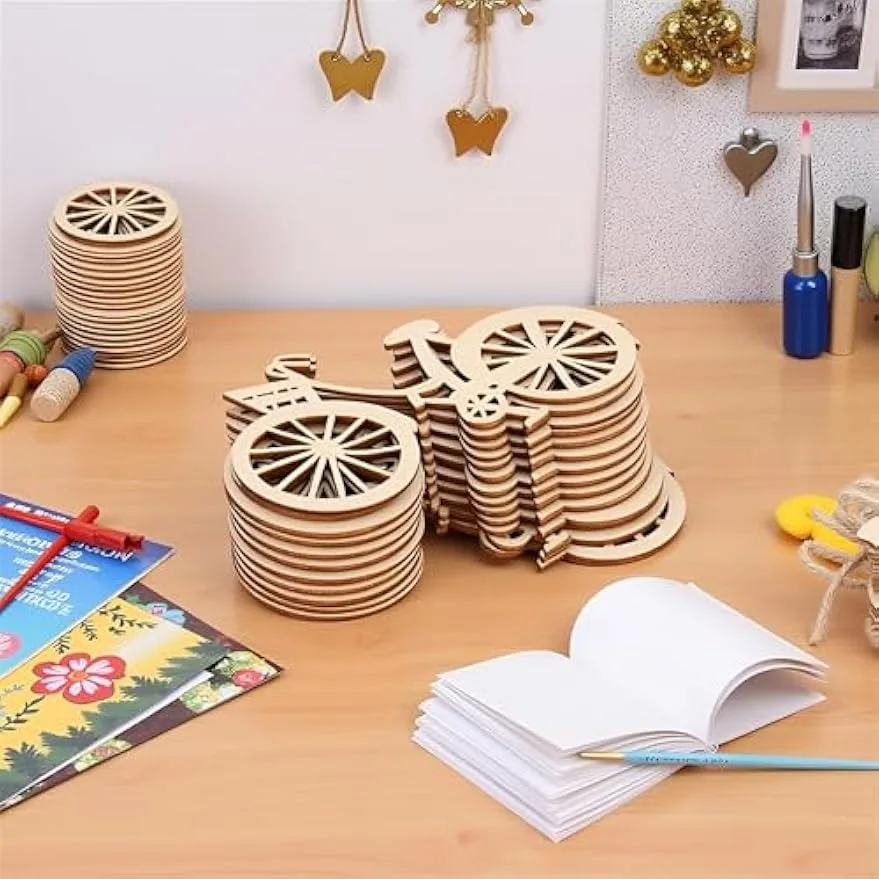 10pcs Wooden Bicycle Ornaments - Oud Wood Chip recension och pris