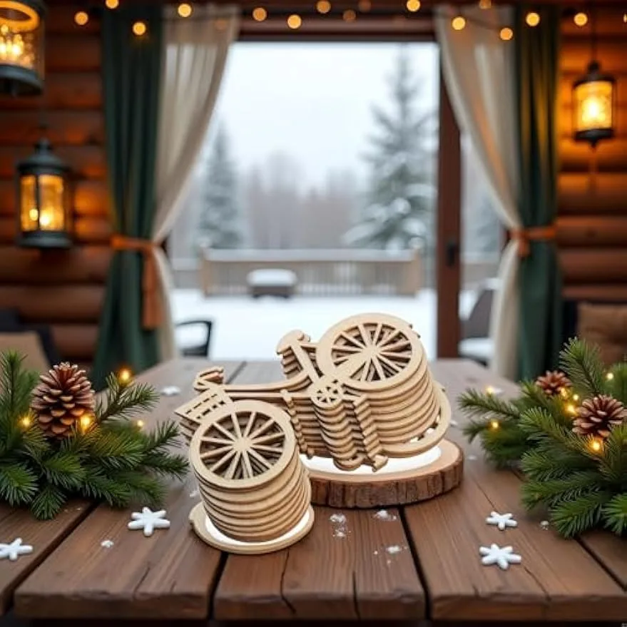 10pcs Wooden Bicycle Ornaments - Oud Wood Chip recension och pris