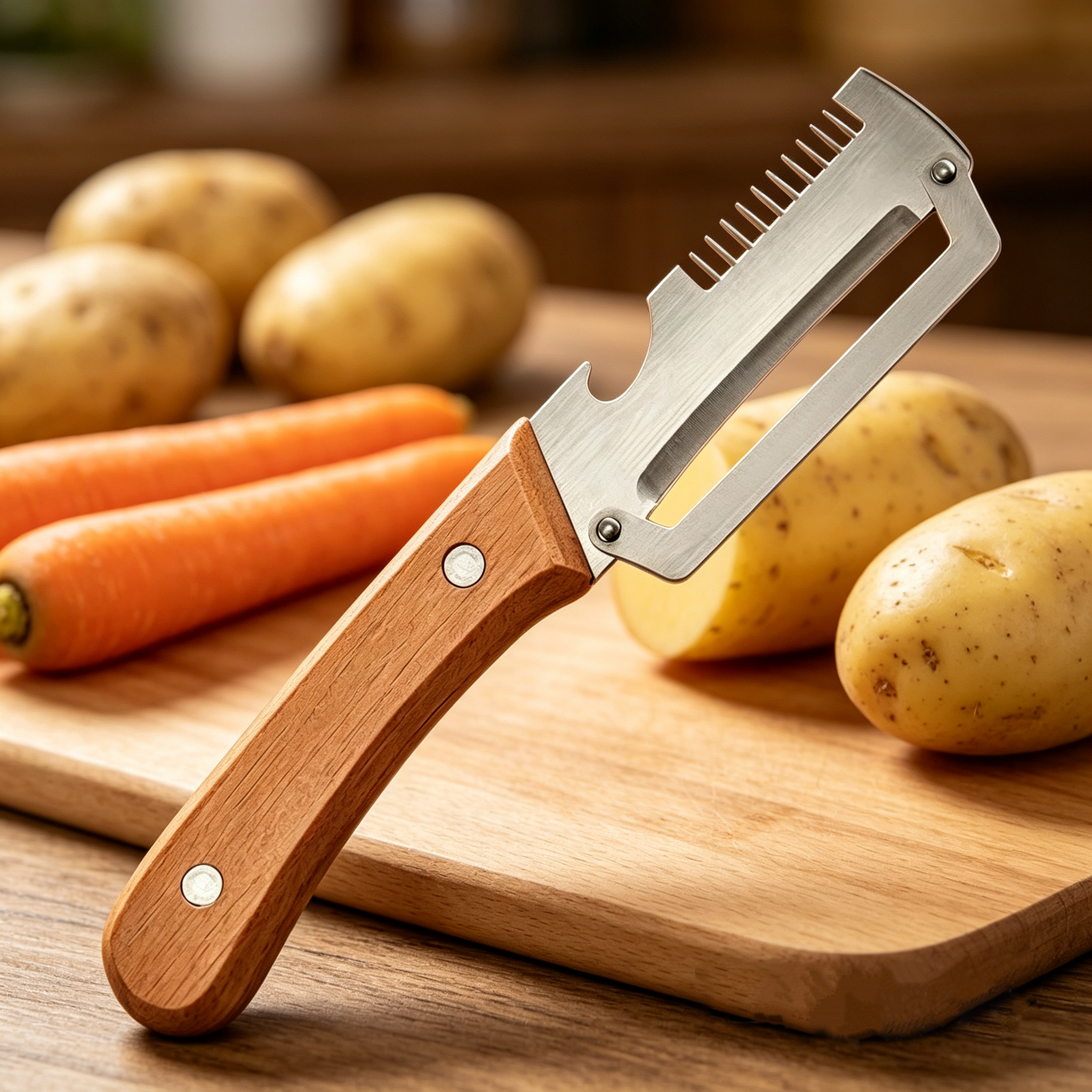 Stainless Steel Peeler With Wo - Oud Wood Chip recension och pris