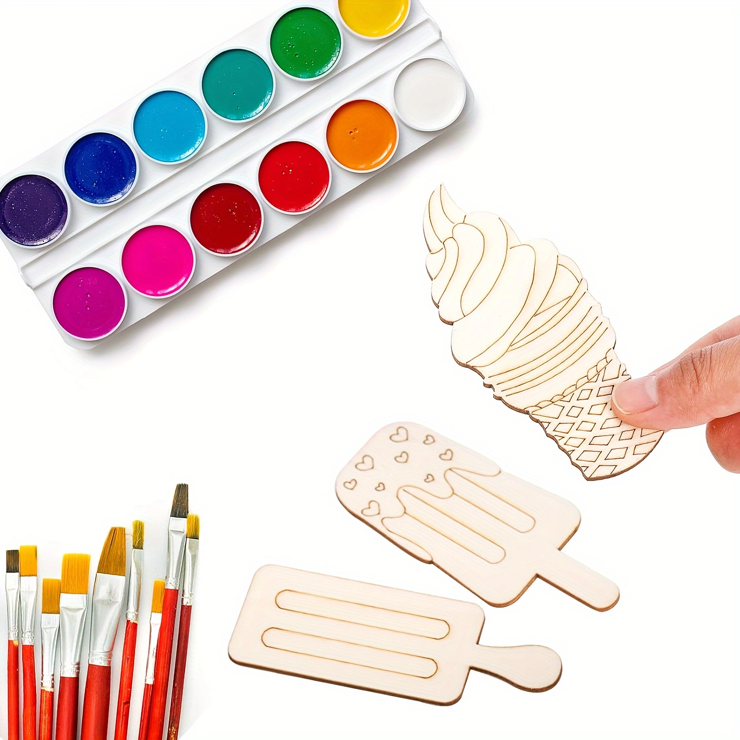 6/30pcs Ice Cream Wood Cutouts - Oud Wood Chip recension och pris