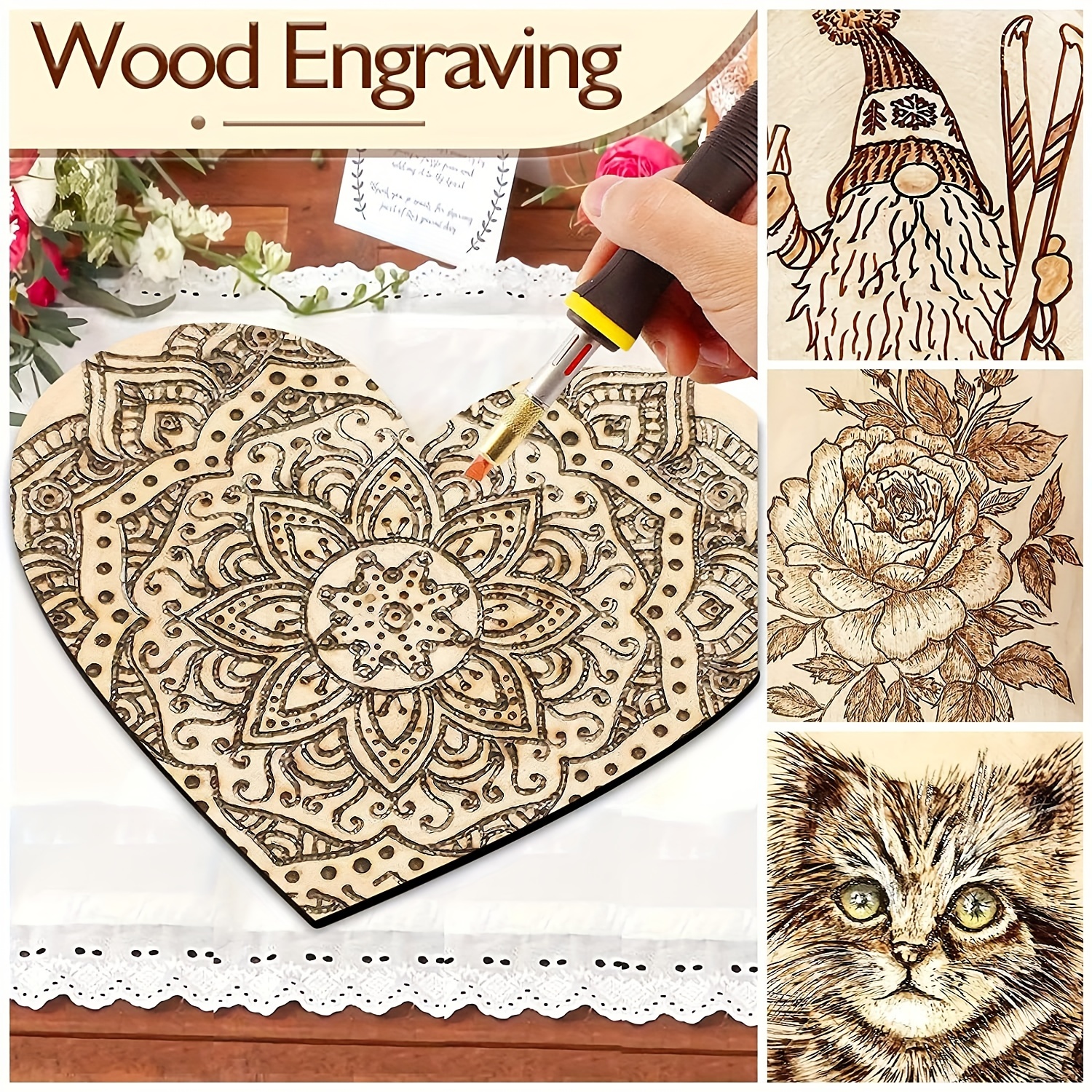 2Pcs 12Inch Blank Heart Cutout - Oud Wood Chip recension och pris