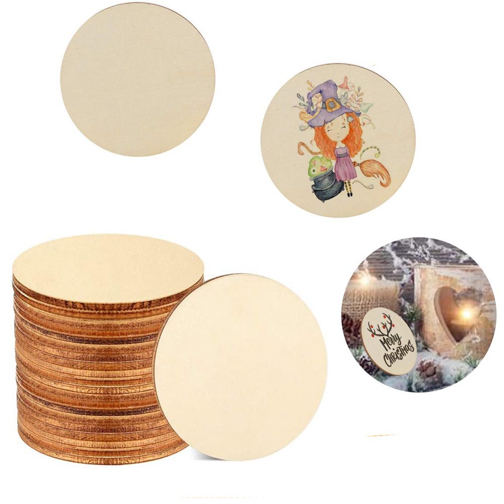 5-100Pcs Unfinished Round Wood - Oud Wood Chip recension och pris